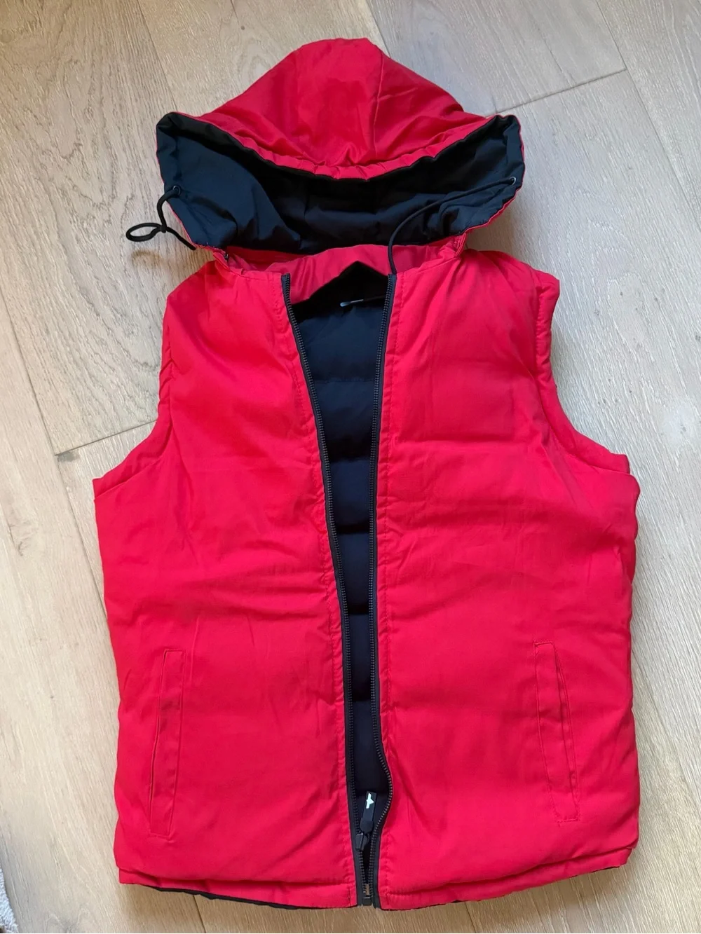 Kids Hooded Puffer Vest - Red